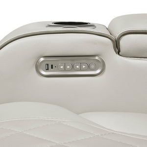 English Elm Power Reclining Sofa with LED Lighting Diamond Stitched Faux Leather Home Theater B011P574410