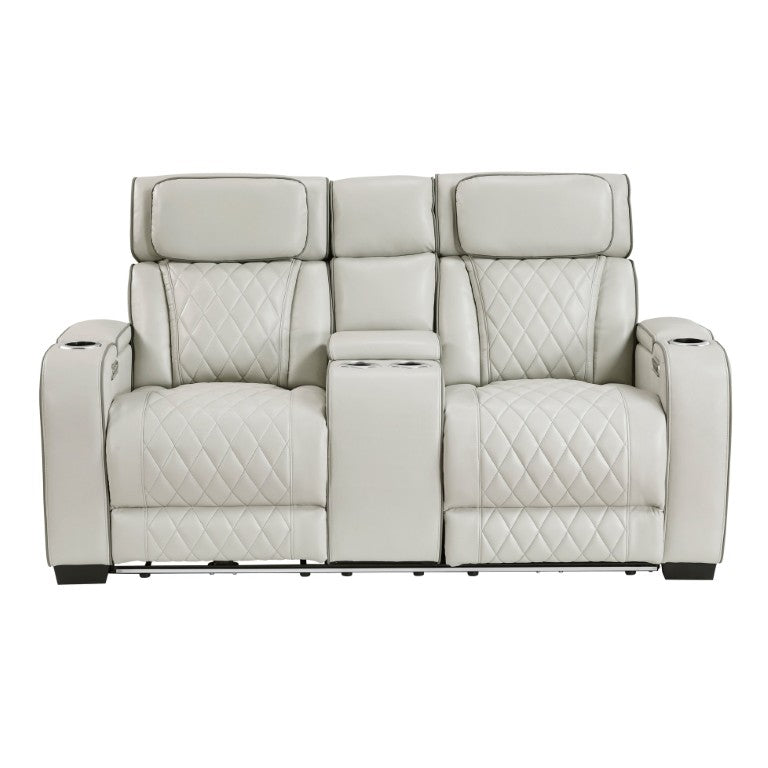 English Elm Power Reclining Loveseat with LED Lighting USB Charging Faux Leather Theater Seating B011P574411