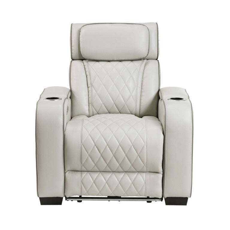 English Elm Power Recliner Chair with LED Lighting USB Ports Cup Holders and Adjustable Headrest B011P574412