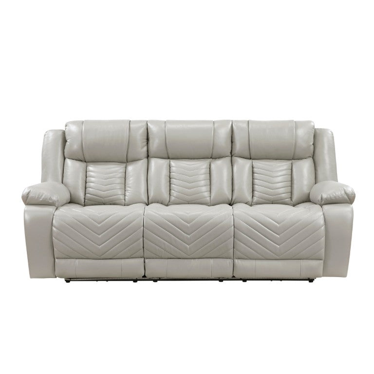 English Elm Power Reclining Sofa with LED Ambient Base Lighting USB Ports and Wireless Charging Console B011P574413