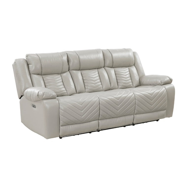 English Elm Power Reclining Sofa with LED Ambient Base Lighting USB Ports and Wireless Charging Console B011P574413