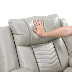 English Elm Power Reclining Loveseat with LED Lighting Center Console Faux Leather Home Theater B011P574414