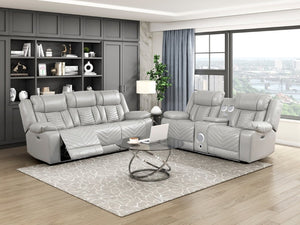 English Elm Power Reclining Loveseat with LED Lighting Center Console Faux Leather Home Theater B011P574414