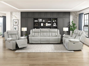English Elm Power Reclining Loveseat with LED Lighting Center Console Faux Leather Home Theater B011P574414