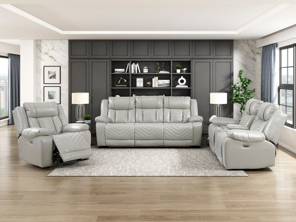 English Elm Power Reclining Loveseat with LED Lighting Center Console Faux Leather Home Theater B011P574414