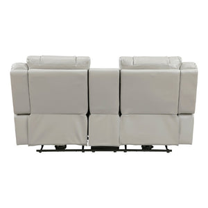 English Elm Power Reclining Loveseat with LED Lighting Center Console Faux Leather Home Theater B011P574414