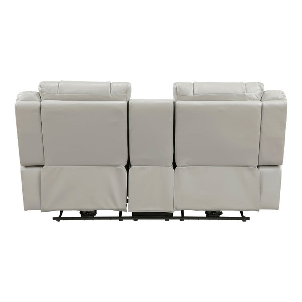 English Elm Power Reclining Loveseat with LED Lighting Center Console Faux Leather Home Theater B011P574414