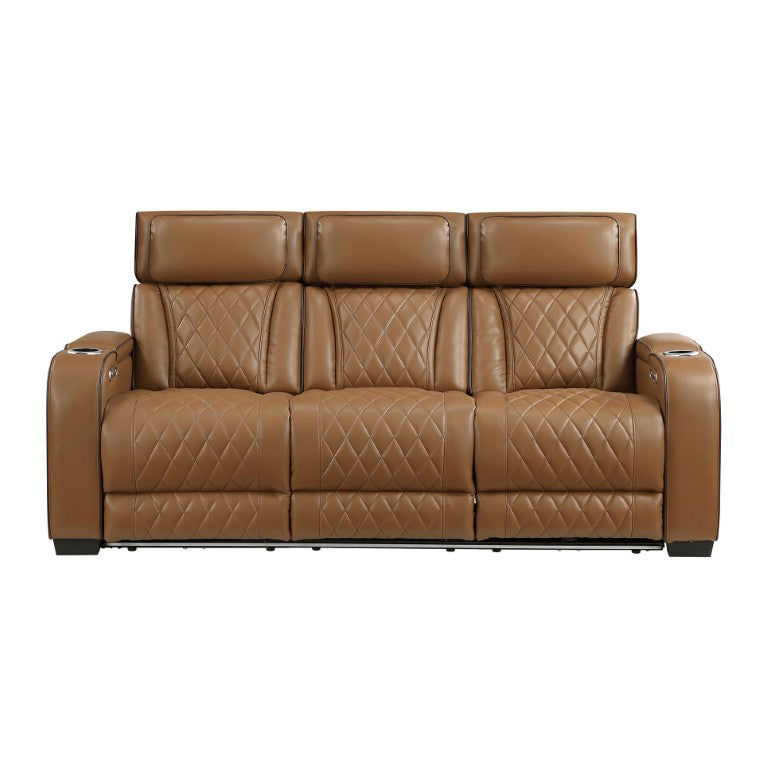 English Elm Power Reclining Home Theater Sofa with LED Lighting Wireless Charging and Cup Holders B011P574416