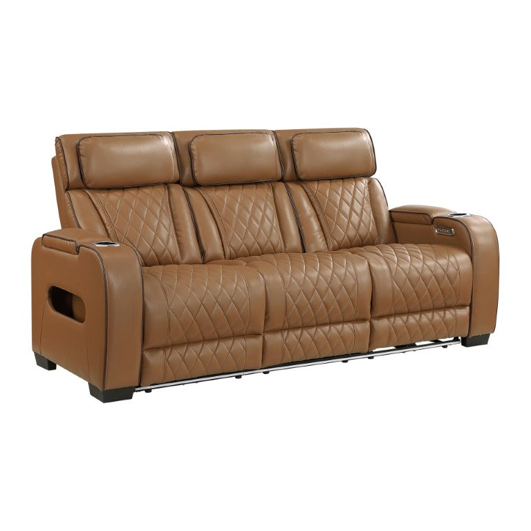 English Elm Power Reclining Home Theater Sofa with LED Lighting Wireless Charging and Cup Holders B011P574416