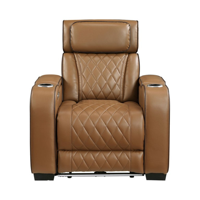 English Elm Power Recliner Chair with LED Ambient Lighting USB Ports and Adjustable Headrest B011P574418