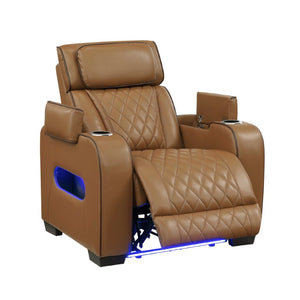 English Elm Power Recliner Chair with LED Ambient Lighting USB Ports and Adjustable Headrest B011P574418
