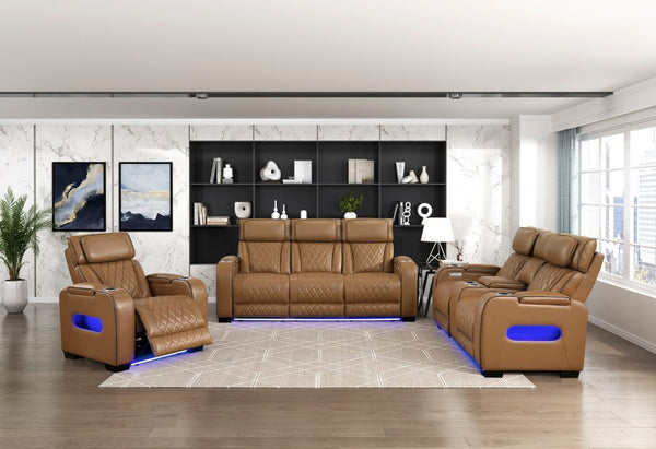 English Elm Power Recliner Chair with LED Ambient Lighting USB Ports and Adjustable Headrest B011P574418