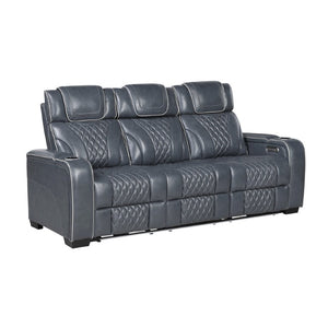 English Elm Double Reclining Sofa with Pocket Coil Support and Wall Hugger Design for Living Rooms Blue Engineered Wood B011P574421