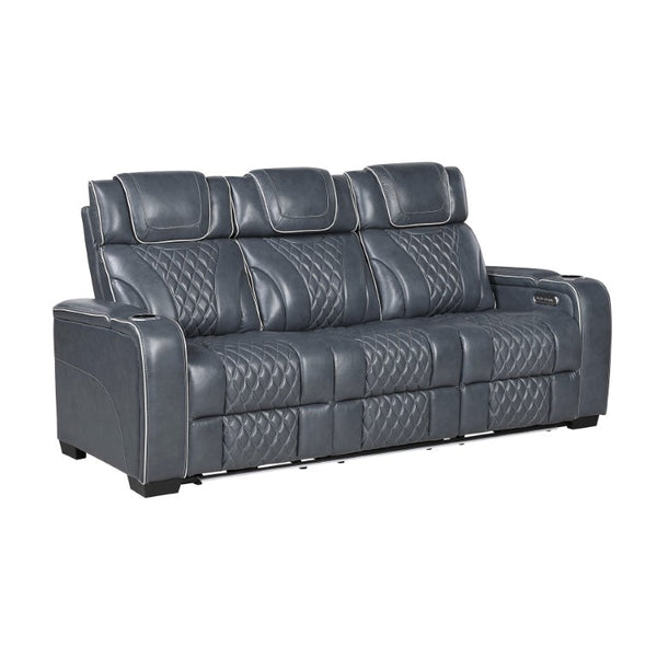English Elm Double Reclining Sofa with Pocket Coil Support and Wall Hugger Design for Living Rooms Blue Engineered Wood B011P574421