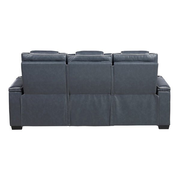 English Elm Double Reclining Sofa with Pocket Coil Support and Wall Hugger Design for Living Rooms Blue Engineered Wood B011P574421