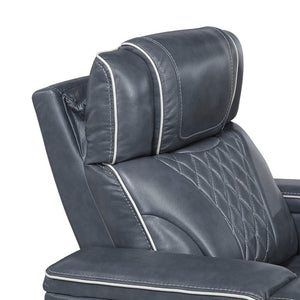 English Elm Double Reclining Sofa with Pocket Coil Support and Wall Hugger Design for Living Rooms Blue Engineered Wood B011P574421