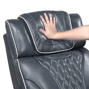 English Elm Power Reclining Loveseat with Top Grain Leather Massage Heat and LED Cinematic Glow B011P574422