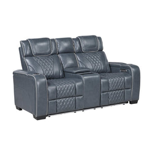 English Elm Power Reclining Loveseat with Top Grain Leather Massage Heat and LED Cinematic Glow B011P574422