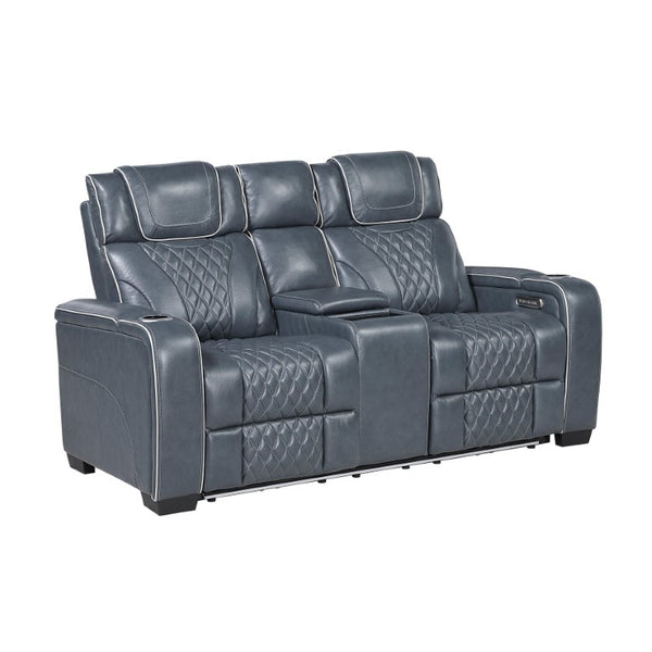 English Elm Power Reclining Loveseat with Top Grain Leather Massage Heat and LED Cinematic Glow B011P574422