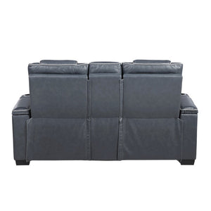 English Elm Power Reclining Loveseat with Top Grain Leather Massage Heat and LED Cinematic Glow B011P574422