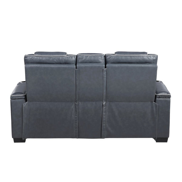 English Elm Power Reclining Loveseat with Top Grain Leather Massage Heat and LED Cinematic Glow B011P574422