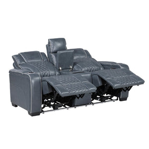 English Elm Power Reclining Loveseat with Top Grain Leather Massage Heat and LED Cinematic Glow B011P574422