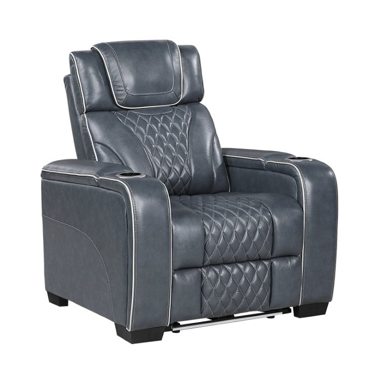 English Elm Power Recliner with Top Grain Leather Heat Massage USB Charging and LED Ambiance B011P574423