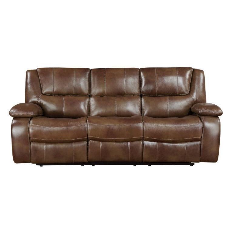 English Elm Double Reclining Buffalo Leather Sofa Tufted Transitional Comfort for Family Room B011P574424