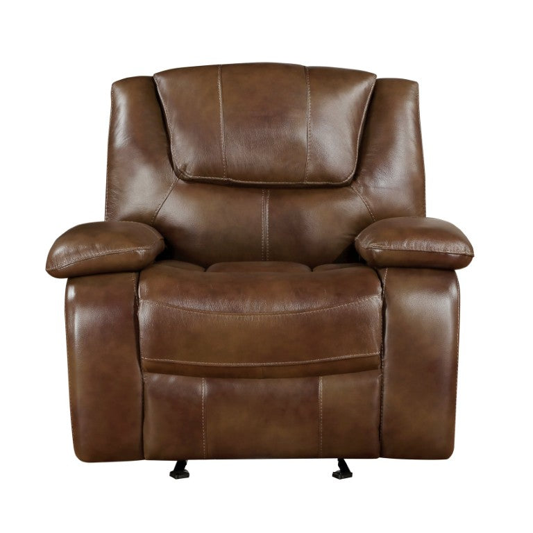 English Elm Glider Recliner with Top Grain Buffalo Leather and Pocket Coil Support for Living Rooms B011P574426
