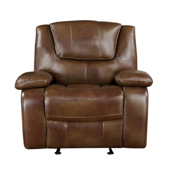 English Elm Glider Recliner with Top Grain Buffalo Leather and Pocket Coil Support for Living Rooms B011P574426
