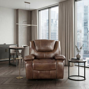 English Elm Glider Recliner with Top Grain Buffalo Leather and Pocket Coil Support for Living Rooms B011P574426