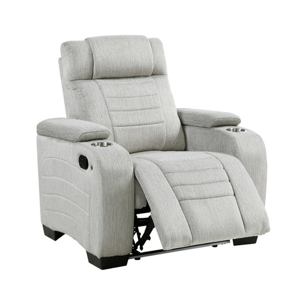 English Elm Reclining Wall Hugger Chair with LED Base Hidden Storage and Microfiber Cushioned Seat B011P574429