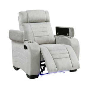 English Elm Reclining Wall Hugger Chair with LED Base Hidden Storage and Microfiber Cushioned Seat B011P574429