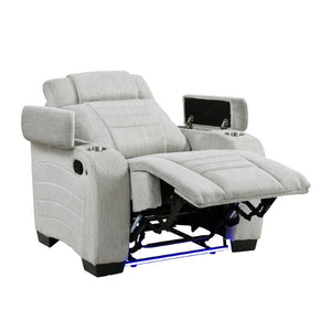English Elm Reclining Wall Hugger Chair with LED Base Hidden Storage and Microfiber Cushioned Seat B011P574429