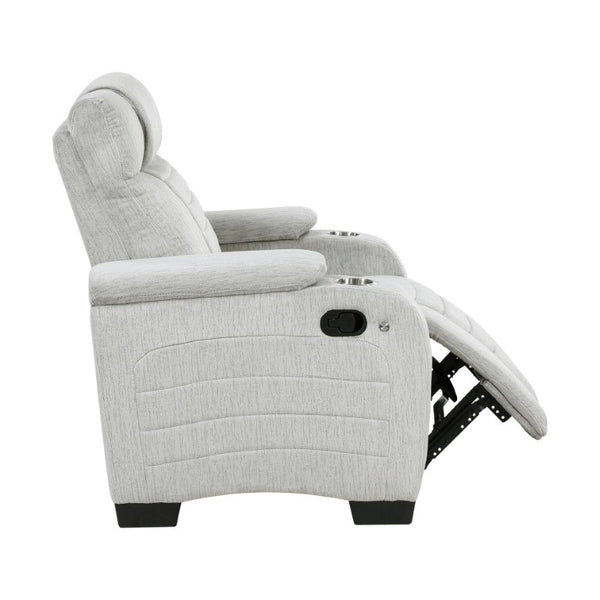 English Elm Reclining Wall Hugger Chair with LED Base Hidden Storage and Microfiber Cushioned Seat B011P574429