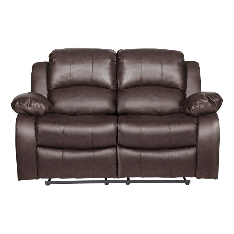 English Elm Double Reclining Loveseat with Tab Pull Motion Faux Leather Media Room Seating Brown B011P574430
