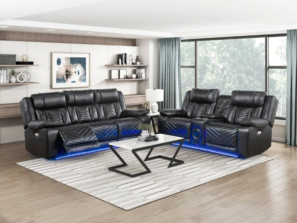 English Elm Double Reclining Sofa with Microfiber Upholstery and Pocket Coil Support for Living Rooms Black 87 x 37 x 40 B011P574435
