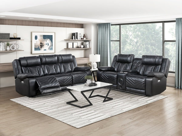 English Elm Power Reclining Loveseat with LED Lighting USB Charging and Built-In Speaker Console B011P574436