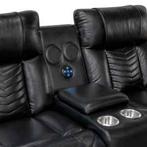 English Elm Power Reclining Loveseat with LED Lighting USB Charging and Built-In Speaker Console B011P574436