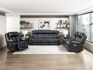English Elm Power Recliner with USB Charging and LED Base Lighting in Faux Leather Lounge Chair B011P574437