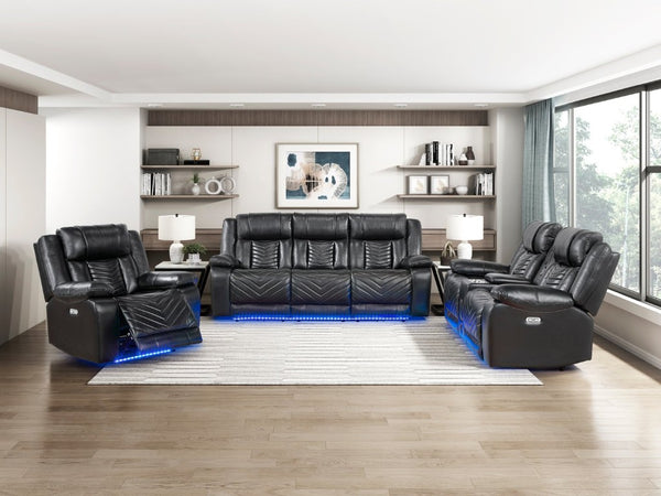 English Elm Power Recliner with USB Charging and LED Base Lighting in Faux Leather Lounge Chair B011P574437