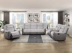 English Elm Double Reclining Sofa with Microfiber Upholstery and Pocket Coil Support for Living Rooms Gray 86 x 38 x 40.5 B011P574444