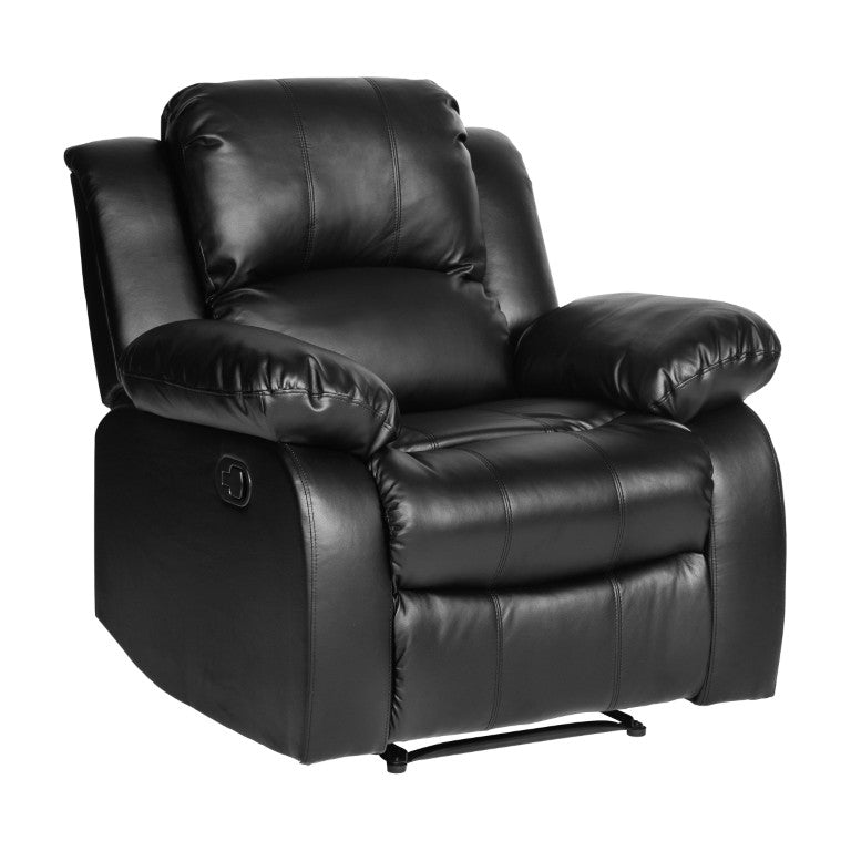 English Elm Reclining Faux Leather Chair with Wood Veneer Accents for Media or Living Rooms B011P574448