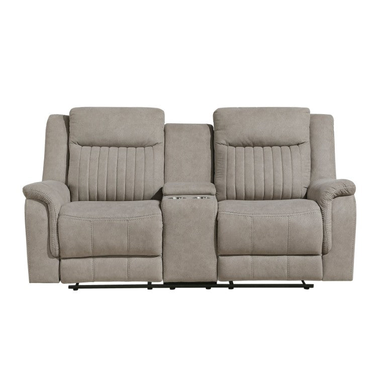 English Elm Double Reclining Loveseat with Center Console Microfiber Upholstery for Family Rooms B011P574456