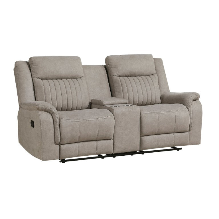 English Elm Double Reclining Loveseat with Center Console Microfiber Upholstery for Family Rooms B011P574456
