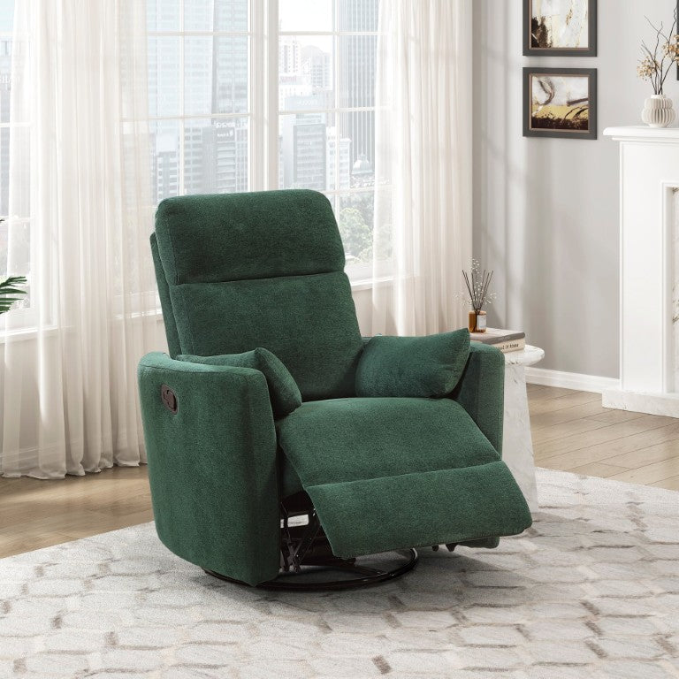 English Elm Luxurious Swivel Glider Recliner with Pocket Coil Support and Microfiber Upholstery Green B011P574472