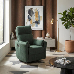 English Elm Luxurious Swivel Glider Recliner with Pocket Coil Support and Microfiber Upholstery Green B011P574472