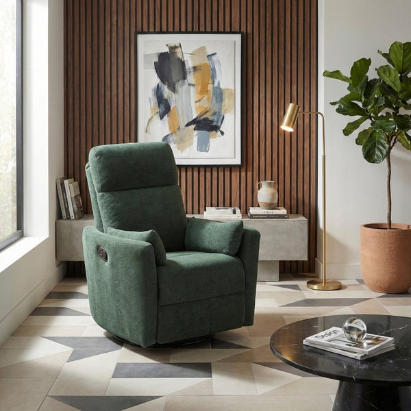 English Elm Luxurious Swivel Glider Recliner with Pocket Coil Support and Microfiber Upholstery Green B011P574472