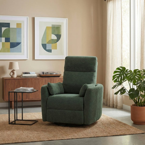 English Elm Luxurious Swivel Glider Recliner with Pocket Coil Support and Microfiber Upholstery Green B011P574472