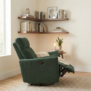 English Elm Luxurious Swivel Glider Recliner with Pocket Coil Support and Microfiber Upholstery Green B011P574472